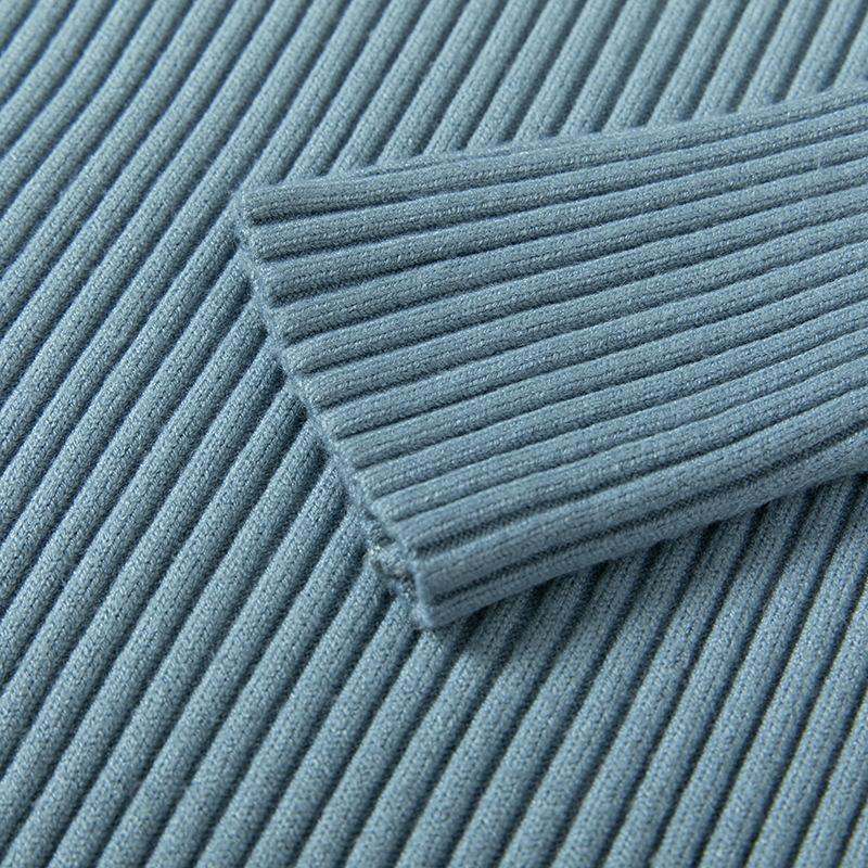 Women's Autumn And Winter Knitted Solid Color Collar A-Line Dress Fashionable And Versatile Base Dress