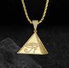 Brass Full CZ Horus Eye Pyramid Pendant Gold Plated Egyptian Symbol Hip Hop Jewelry