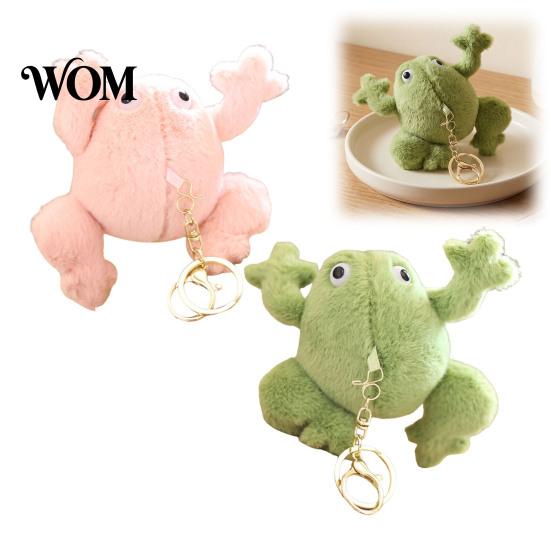 Small Plushie for School Bag Cute Frog Plush Keychain, Soft Stuffed Animal Pendant with Raised Paw, Cartoon Gift Kids Charm Backpack, Mini Doll Adults