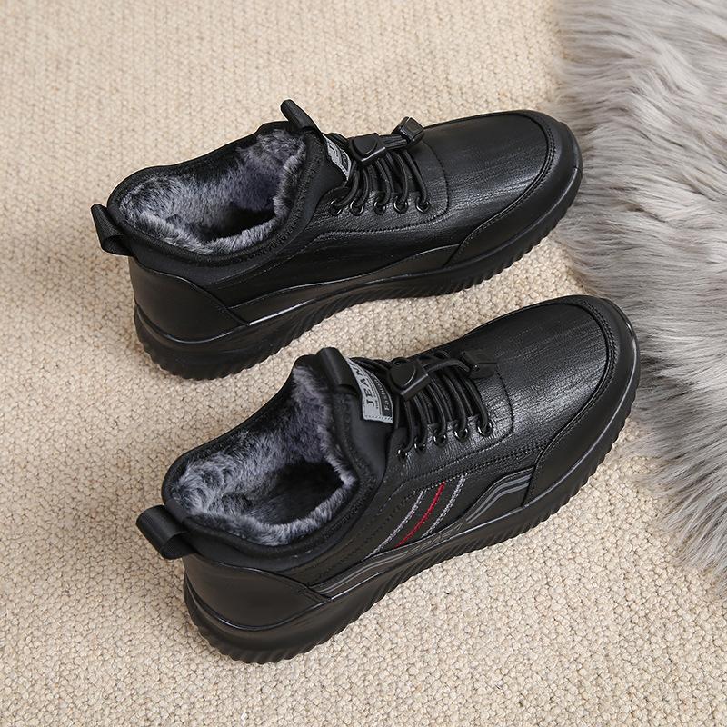 Cloth shoes winter men's cotton shoes warm fleece thickened non-slip middle-aged and elderly grandfather shoes
