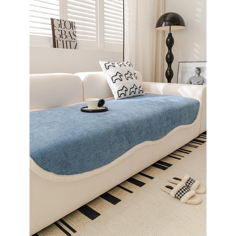 Special-Shaped Sofa Cushion Autumn and Winter Thickening Chenille Irregular High-Grade Plush Sofa Cover Towel