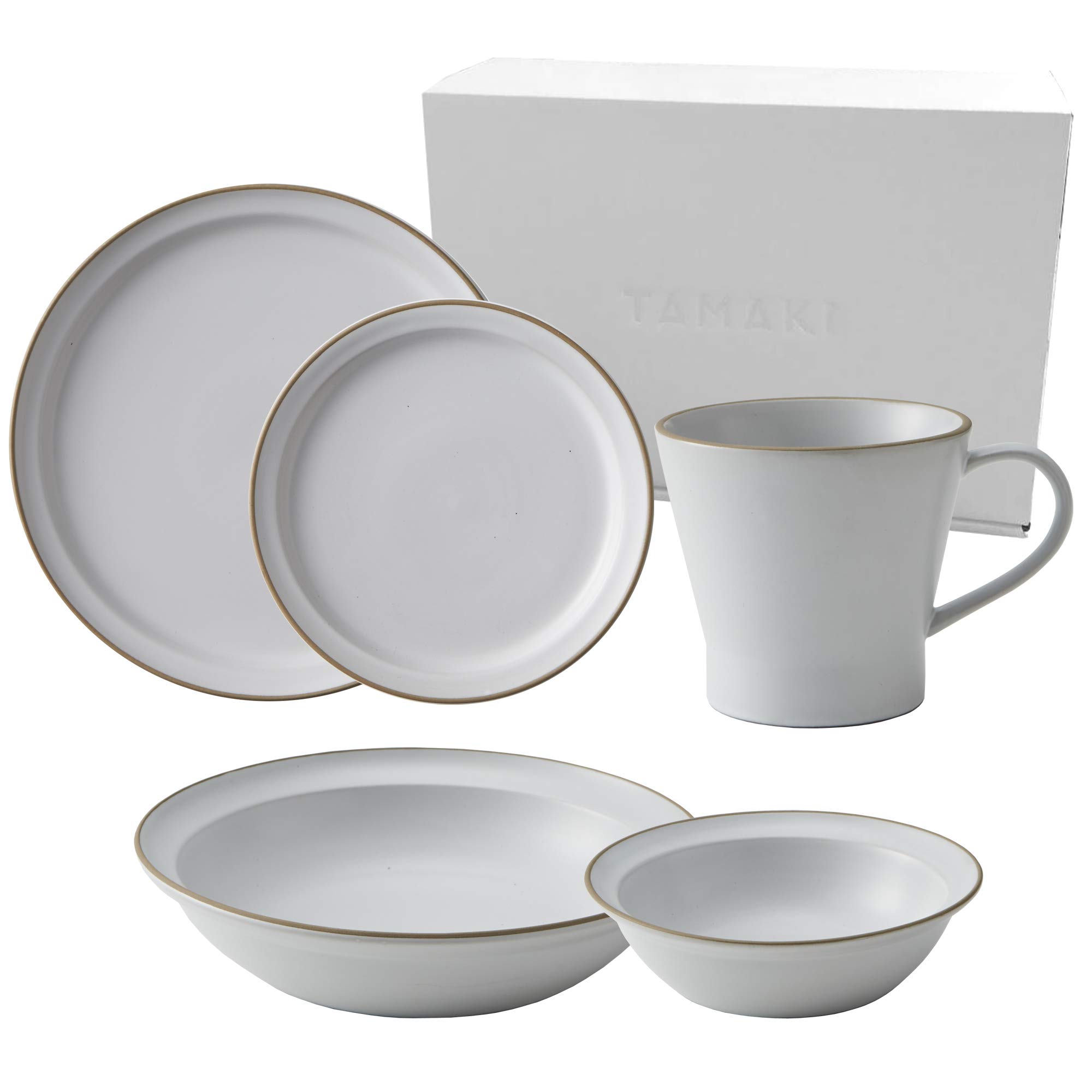 

TAMAKI Single-Person Tableware Set (White): 350ml Mug, 300ml Small Bowl, and 700ml Curry & Pasta Plate (T-924952) [Parallel Import]