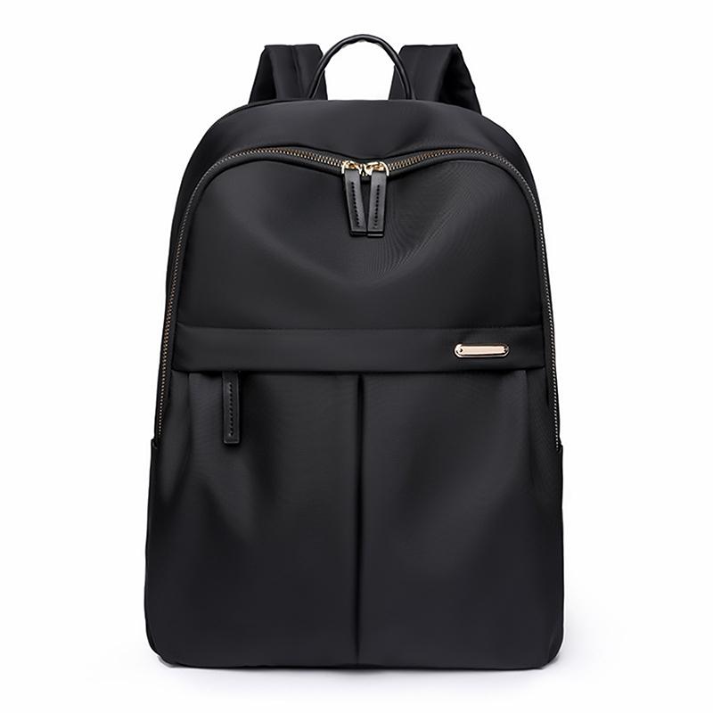 Daily Large Capacity Travel School Backpacks Ladies Pure Color Shoulder Knapsacks Nylon Zipper Shopping Rucksacks