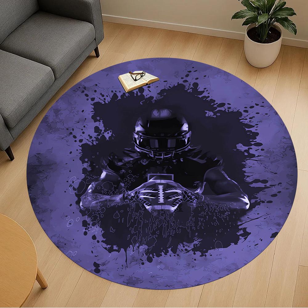 1pc Football Player Pattern Office Round Rugs, Under Chair Round Rugs for Living Room, Bedroom, Bathroom Decoration Carpet 091874