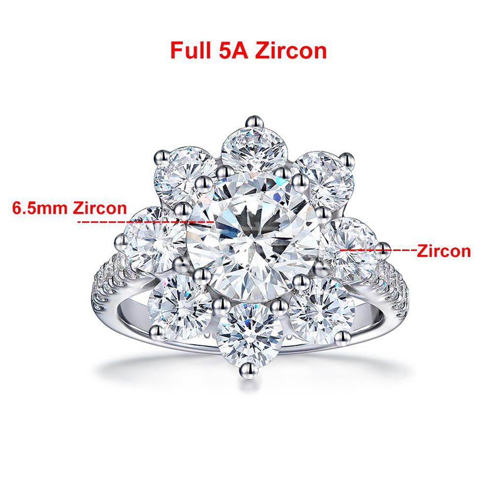 

2 Carat Sunflower Real Moissanite Engagement Rings For Women 925 Silver 18K White Gold Plated Wedding Band with GRA 4