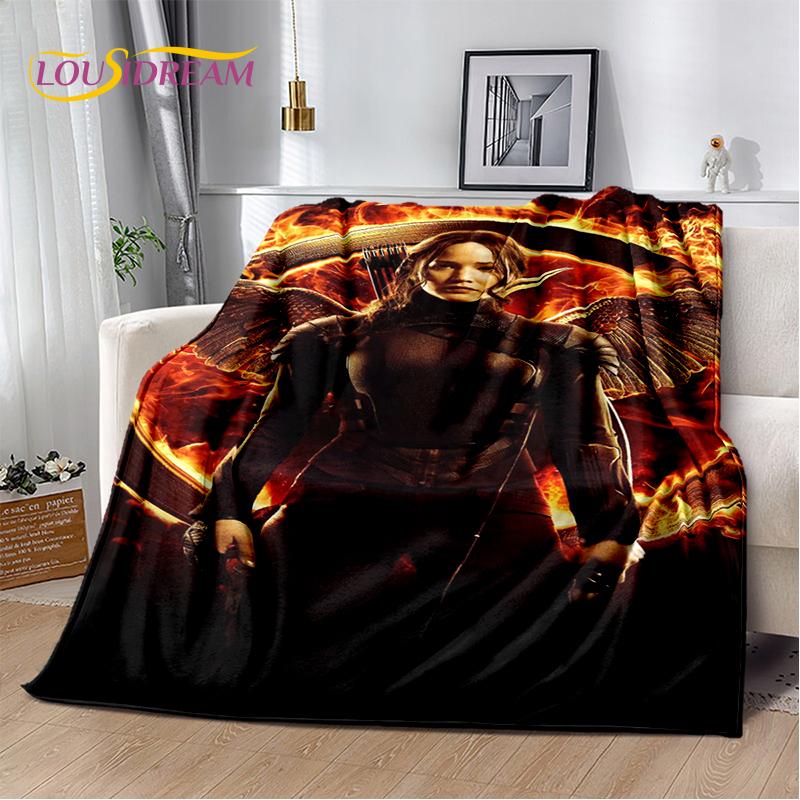 3D Dřevěná deka s postavou lukostřelce z filmu Hunger Games, měkká flanelová deka na postel, do ložnice, na pohovku, na piknik, přehoz na přikrytí venku