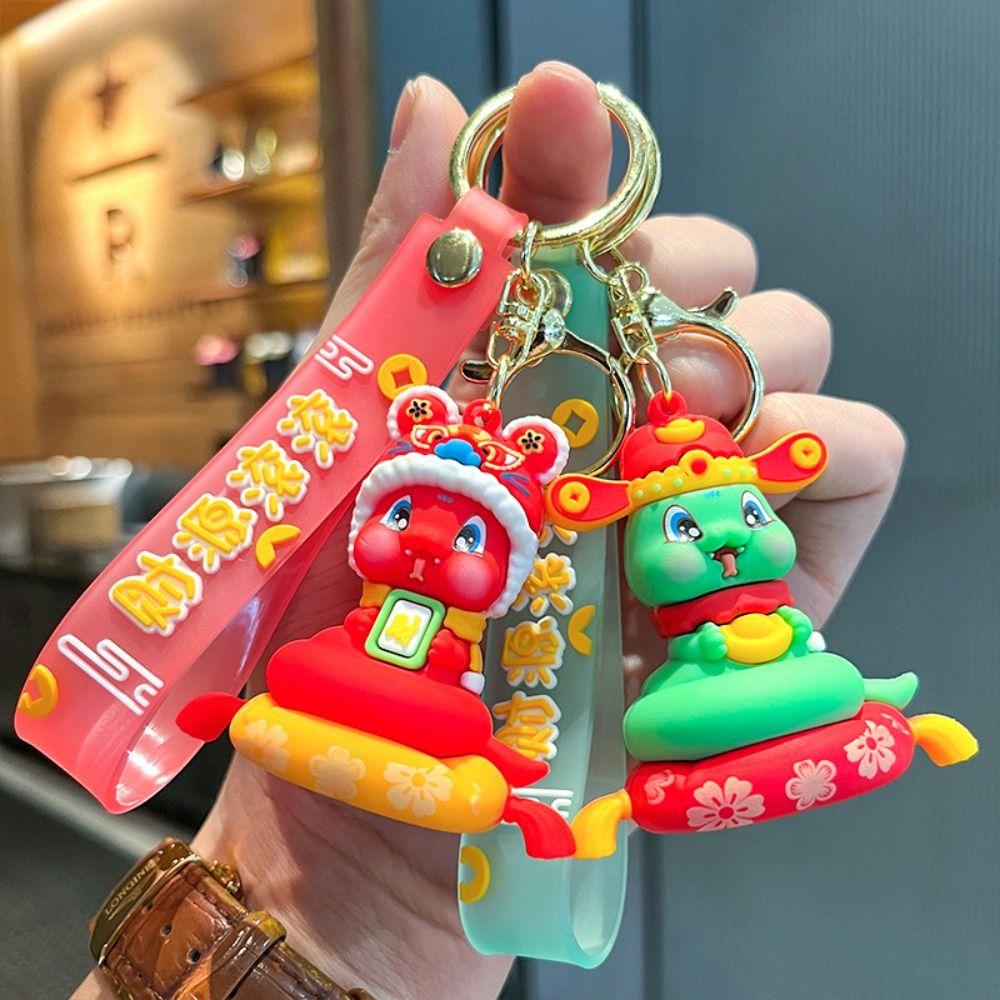 Lucky 2025 New Year Pendant Lion Dance Snake Key Ring Creative Snake Keychain  Ornament