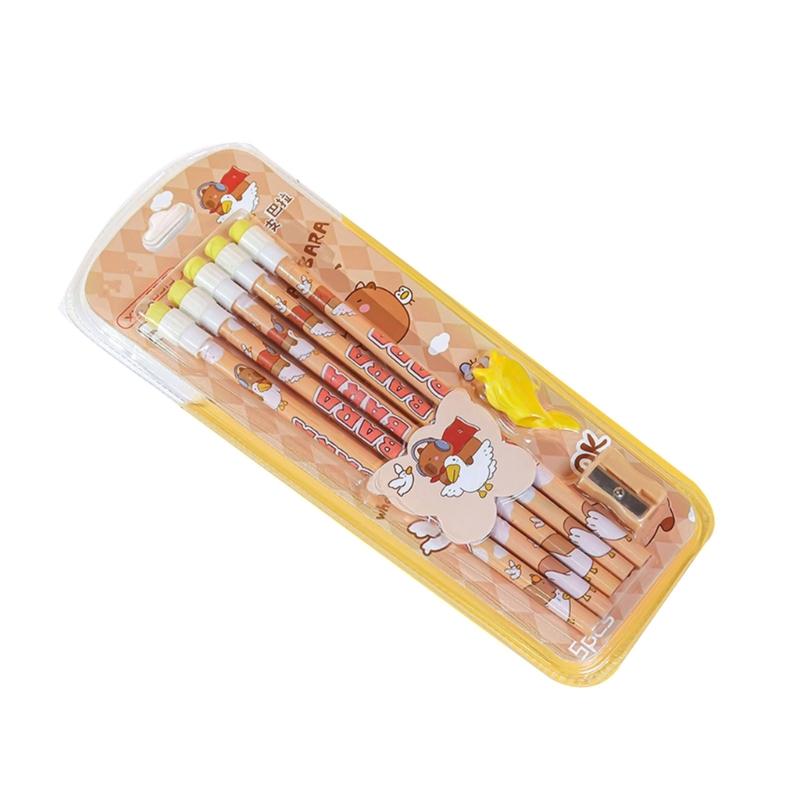 

5 Pcs Lovely Pencils Capybara Pencil with Eraser Writing Pencils Drawing Pencils for School Office Sketching Learning 1