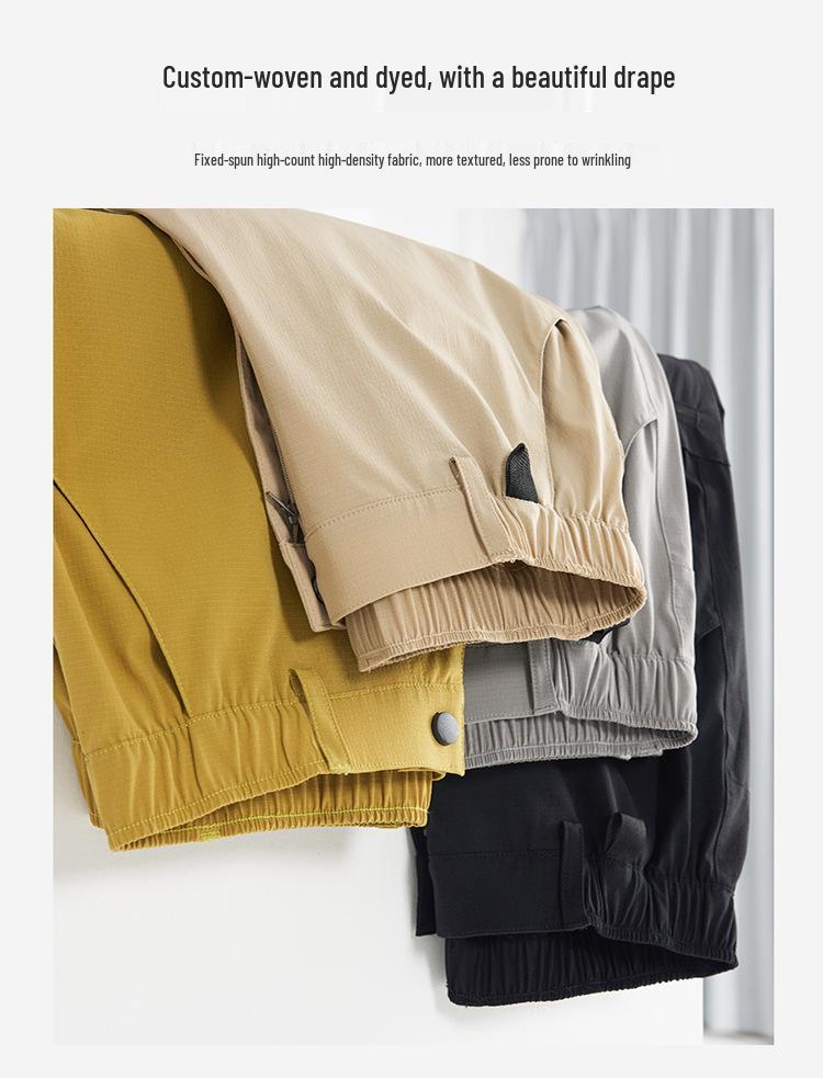 Plus Size Quick-Dry Antibacterial Casual Cargo Pants: Breathable, High Elasticity, Straight-Leg for Summer