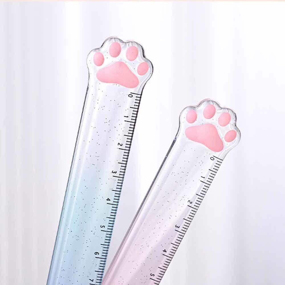 1 Piece Cute Kitty Cat Paw Straight Ruler Kawaii Stationery Funny Drawing Gift Korean Office School Measuring Drawing