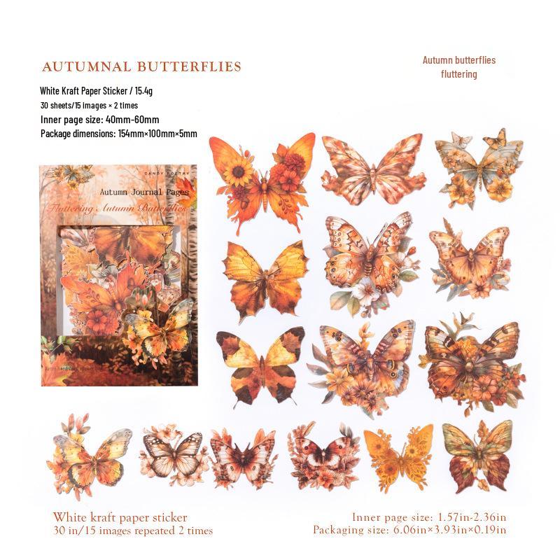 Autumn Journal Series: Sugar Poem White Kraft Paper Stickers (30 Vintage Sheets)
