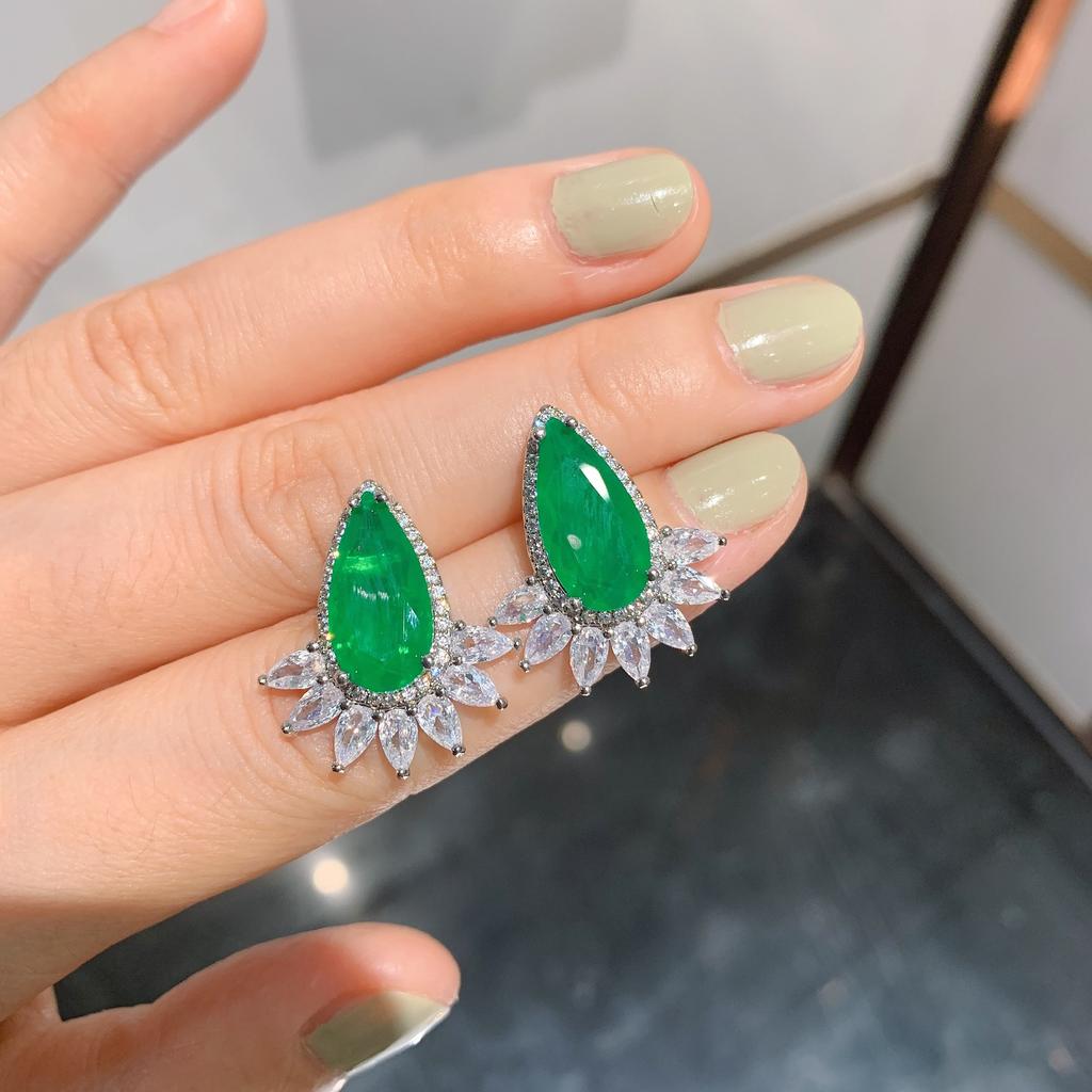 Jewelry Popular Simulation Emerald Necklace Emerald Earrings Jewelry Set