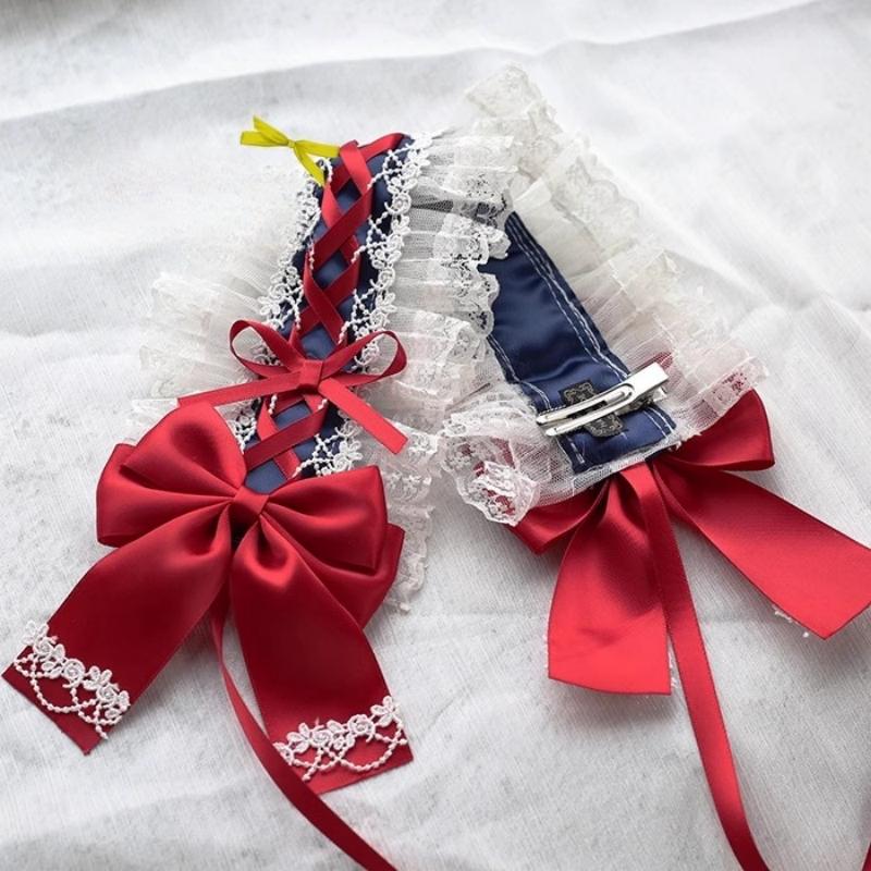 Sladká vlasová obruč Dívky Roztomilá volánková Cosplay čelenka Vlasová gumička Vlasové doplňky Krajka Mašle Stuha Ozdoba hlavy Lolita DIY Pokrývka hlavy