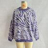 Women's new autumn and winter commuting knitted zebra print contrasting pullover sweater KTB