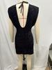 2024 Winter Black Sleeveless Mini Dress with Shoulder Pads and Sequin Embellishments