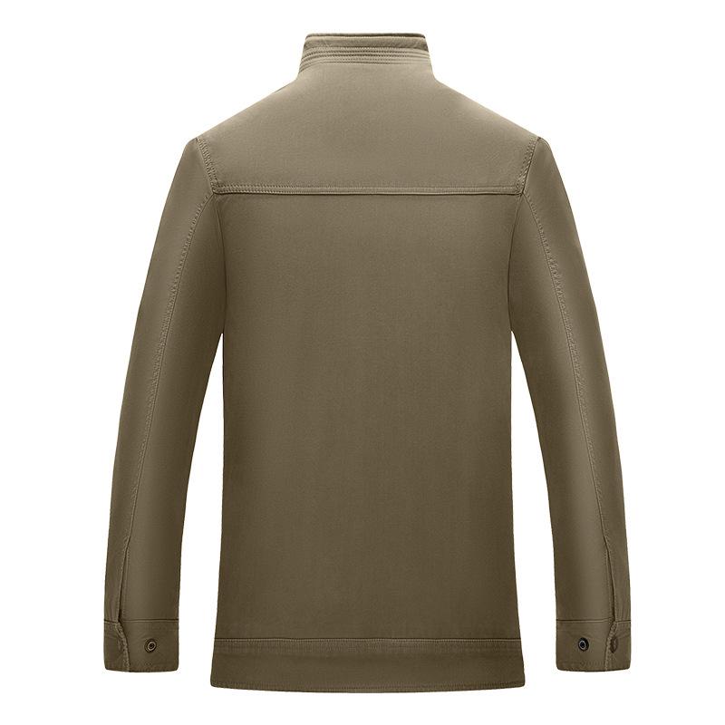 Cotton Jacket Middle-aged and Elderly Pure Cotton Loose Jacket Stand-up Collar Men's Spring and Autumn Coat Middle-aged Dad Clothing Spring and Autumn