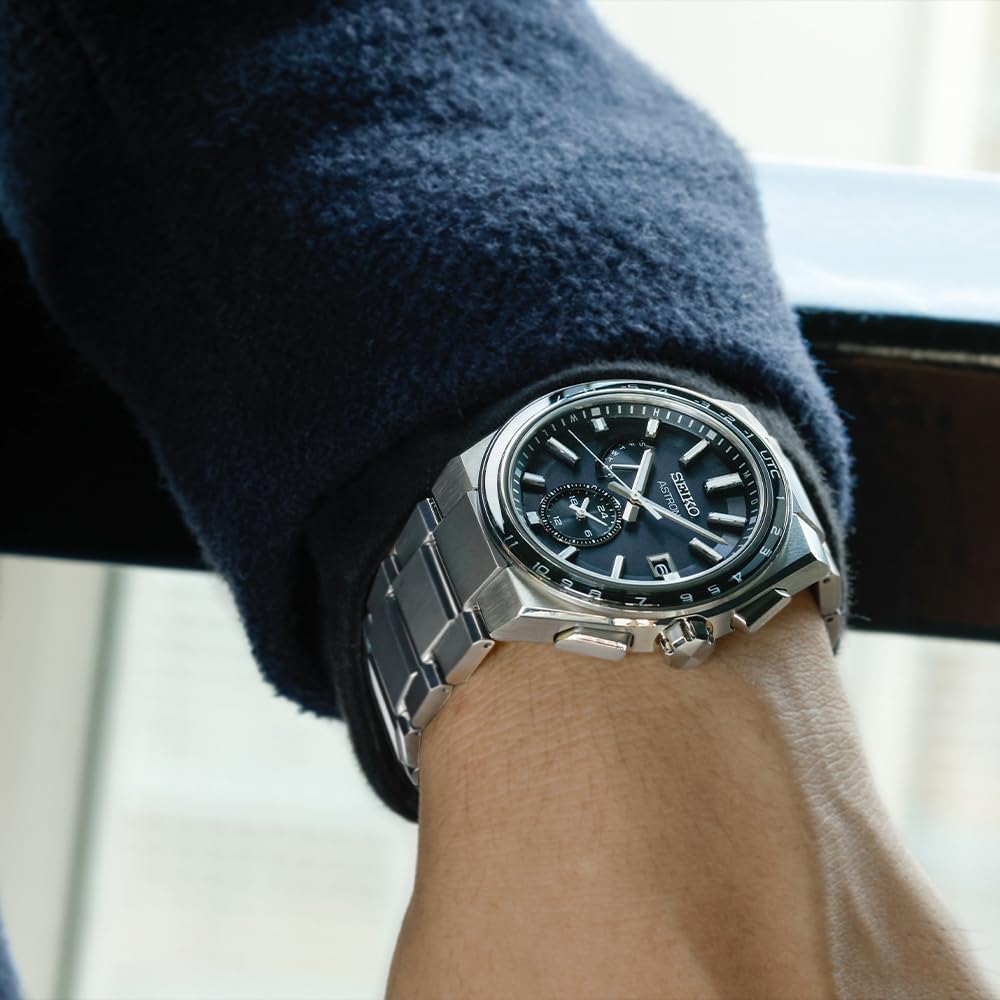 Seiko ASTRON SBXY039 Men's Solar Radio Watch Blue Dial Full Auto Calendar World Time Pure Titanium Case and Band