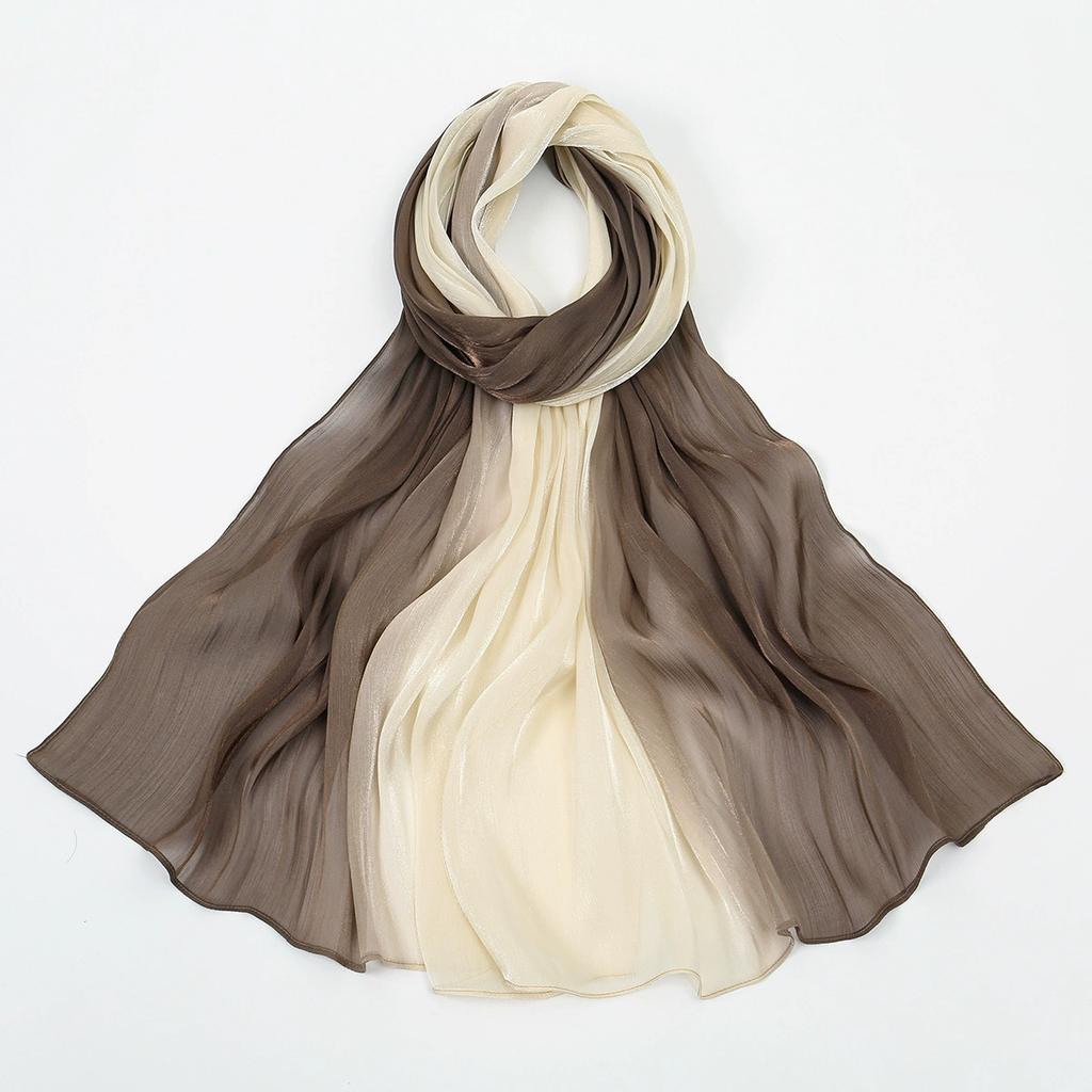 Gradient Wrinkled Satin Silk Hijab Scarf Solid Shawl Women Muslim Hijab Premium Yarn Scarf Islam Turban Ramadan