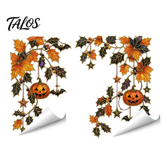 Decorative Glass Stickers for Halloween 2Pcs Stained Style Window Film, Hanging Vine Stickers, Christmas Easy Apply Film Static Clings Holiday