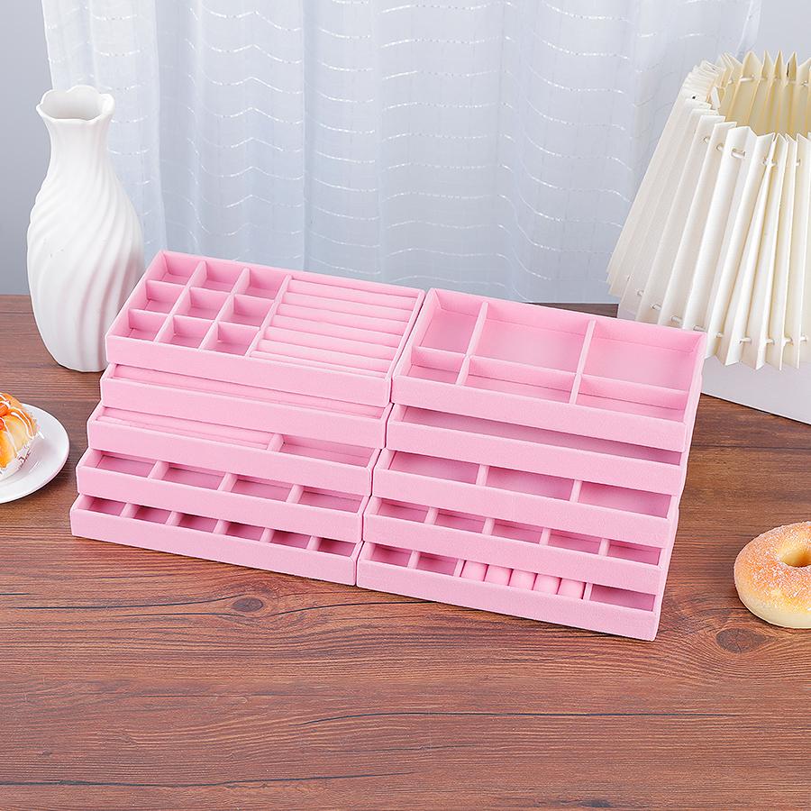 1PC, Flocking Jewelry Box Jewelry Tray, Color: Pink