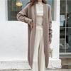 Knitted Women Cardigan Autumn Winter Casual V Neck Mid Length Coat Fashion Loose Solid Color Office Lady Sweater