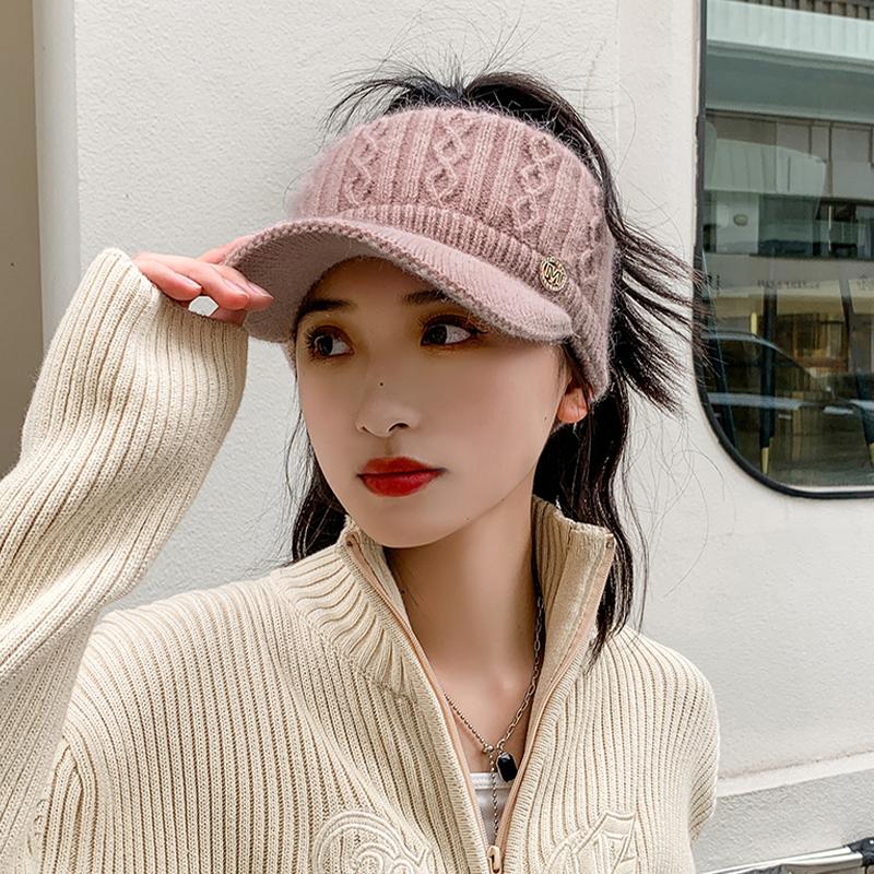 Autumn And Winter Hollow Top Hat All-Match Knitted Wool Hat Plus Velvet Thick Warm Ear Protection Hat For Women