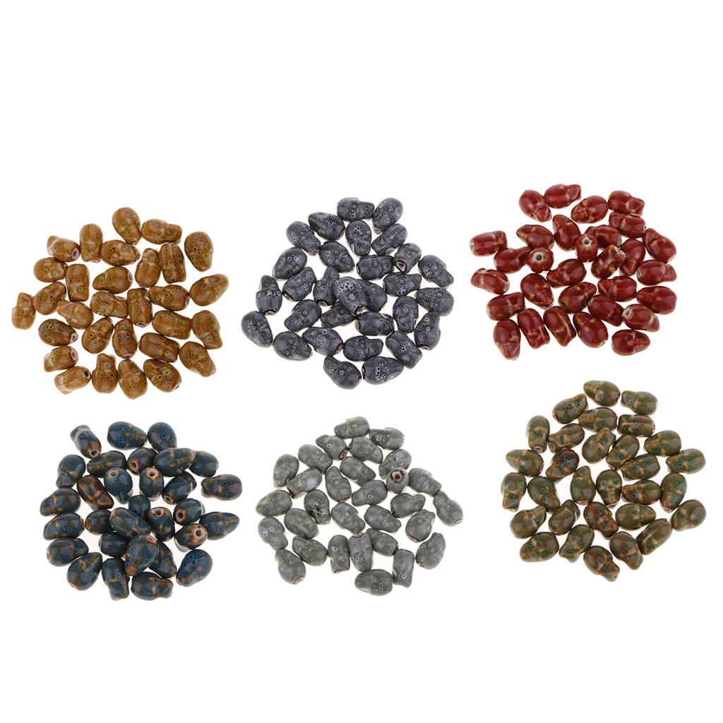 

30 штук череп глазурь керамические бусины фарфоровые бусины для браслета DIY зеленый