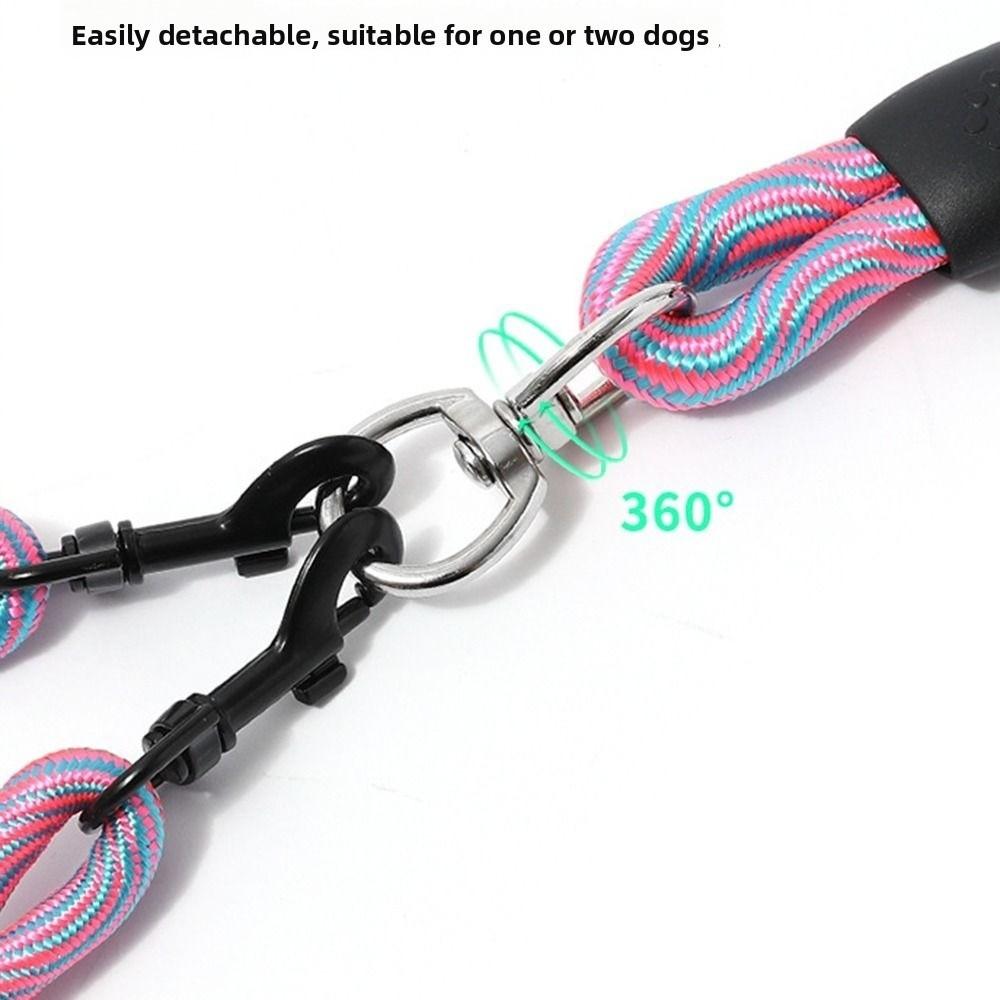 Wave Pattern Double Head Dog Rope Removable Pet Walking Rope Two Dog Lead Rope  Medium Breeds