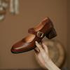 Kvalitní pravá kůže Dámské Lodičky 2024 Jaro Léto Retro Styl Stručné Tlusté Podpatky Přezka Boty Žena Běžné boty Mary Jane