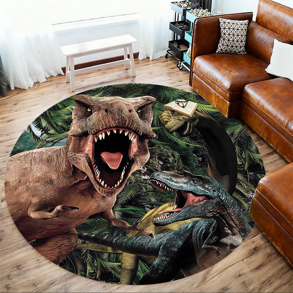 1pc Dinosaur Round Chair mat Area Rug - Non-Slip, Floor Mat for Office, Bedroom, home decor Christmas Gift p0811359