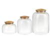 Canisters & Jars Round Bamboo Lid Glass Containers Kitchen Storage Organisation