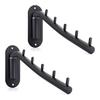 Sumnacon Folding Clothes Wall Stainless Adjustable Suitable for and Black of Wall-Mounted Rack, Hanger, 5-Hook, Steel, 180-Degree Angle, Space-Saving,