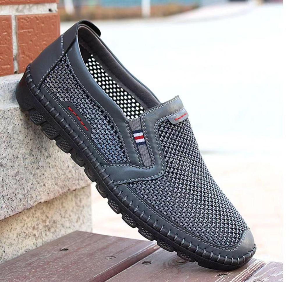 Men's Breathable Soft Leather Mesh Slip-on Shoes for Summer