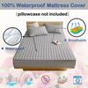 Vodotěsný prošívaný chránič matrace Anti-roztočový Antibakteriální potah na matraci Reliéfní design Povlečení Potah na postel Přizpůsobené prostěradlo