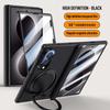 Für Samsung Galaxy Z Fold 8 Federgelenk Faltbare Hülle mit Magnetischem Ring Metallhalter Gehärtete Glasfolie Vollschutzhülle