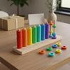 Rainbow Disc Stacking Toy Polished Edges Wooden for Daycare