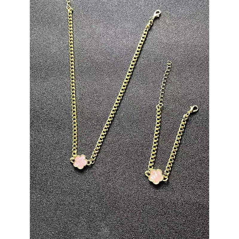 Classic Multi-color Lucky Clover Chain Jewelry Set, French Versatile Simple Set