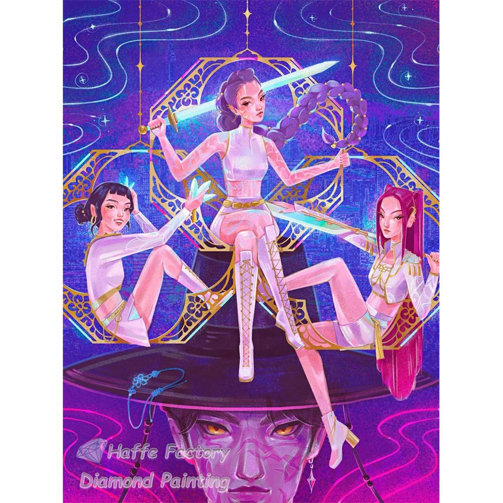 Kpop Łowcy Demonów Anime Malowanie Diamentowe 5d DIY Rumi Mira Zoey Kreskówkowa Dziewczyna Wzór Haftu Krzyżykowego Mozaika Dekoracja Domu