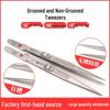 Stainless Steel Non-slip Fine Pointed Jewelry Tweezers with Locking Grooved Clip Tool