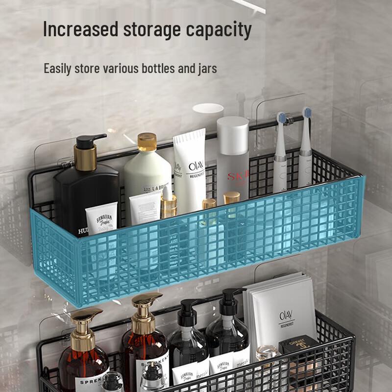 Punch-Free Iron Bathroom Wall Storage Shelf