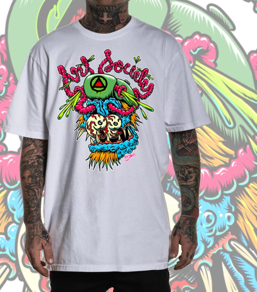 NEW Art Society x Retro Kings BRAINZ WHITE Tee Shirt SMALL-3XLARGE LIMITED S разноцветный
