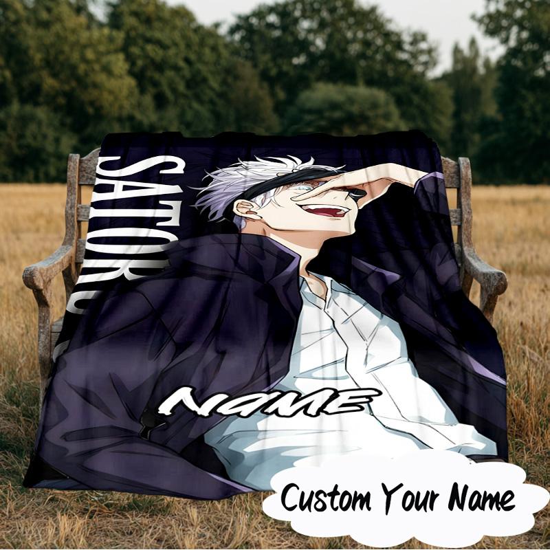 Custom Name Powerful Anime Jujutsu Blanket Ideal Bedding Blanket Perfect for Travel, Camping, Living Rooms, Offices, Sofas, Fan Christmas gift