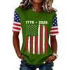 Women’s Short Sleeve Crew Neck T Shirt with 1776 2026 Print and Distressed Flag Graphic Casual Top
