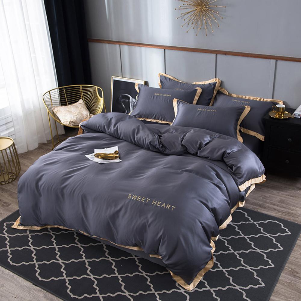 

4 Piece Satin Deluxe Silk Bedding Set, Stain Resistant Deep Pocket Sheets, Flat Sheets, Pillowcases 1.8m королівський синій колір