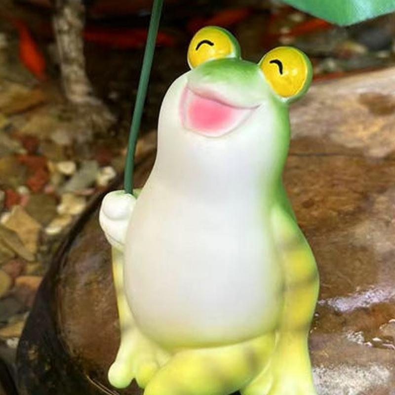 Handcrafted Frogs Garden Statue On Lotuses Leaf Suitable For Fish Tanks Garden Desktop Patios Tabletop Decoration Piece