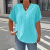 Plus Size Women's  New V Neck Solid Color Button Short Sleeve Casual Comfortable Top for European American