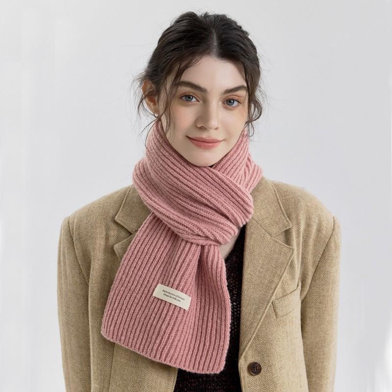 Minimalist Solid Color Knit Scarf Women Men Winter Warm Lightweight Unisex Neck Warmer Fashionable Everyday Accessory