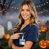 Acrylic Name Tag Holder Halloween Black Cat Pumpkin Badge Reel Retractable with 360 Degree Rotating Clip Clip Decorative Reel for ID Card And Nurse