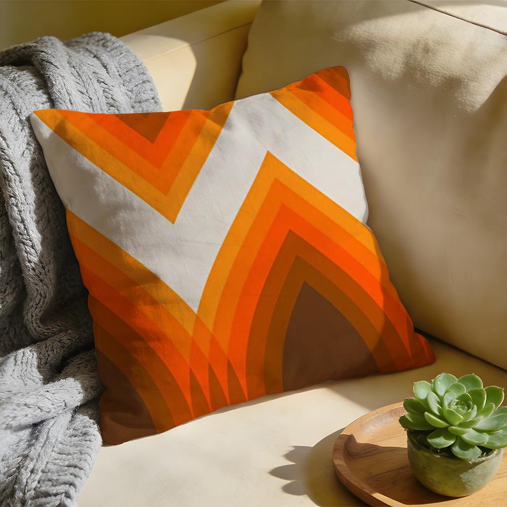 Cushion Cover  Washed Linen  Soft Breathable Decorative Case For Sofa Home Rainbow Series Geometric Print Pillow cover