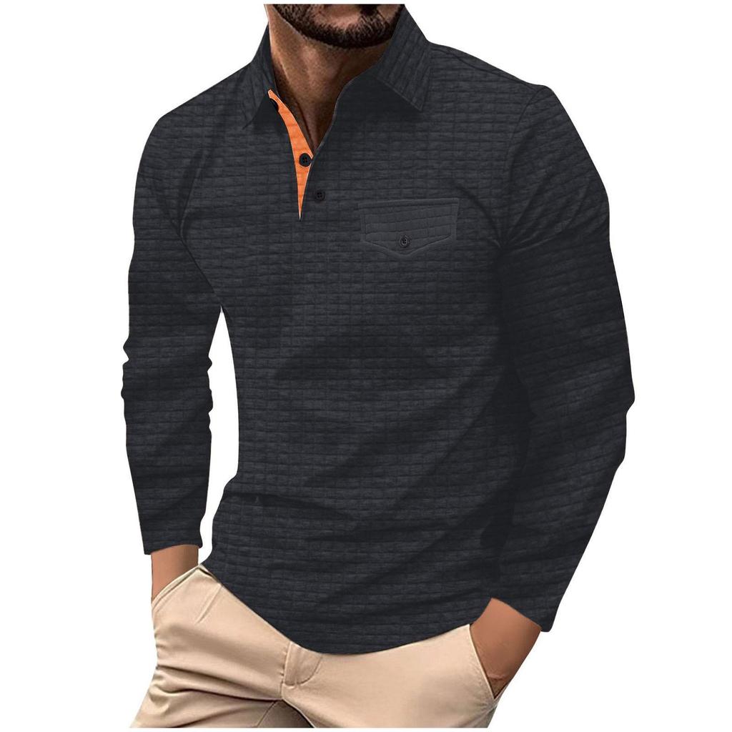 2026 Spring and Autumn Men's Long Sleeve Checkered Polo Shirt Casual Sports Polo Shirt Men's Fashion Autumn Tops